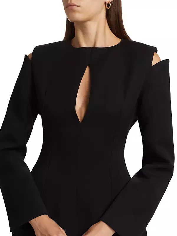 Halston Cut-Out Cold-Shoulder Mini dress in black Gloria Lanvin