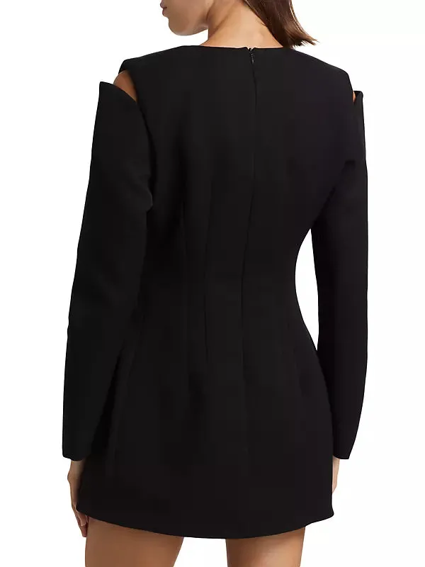 Halston Cut-Out Cold-Shoulder Mini dress in black Gloria Lanvin