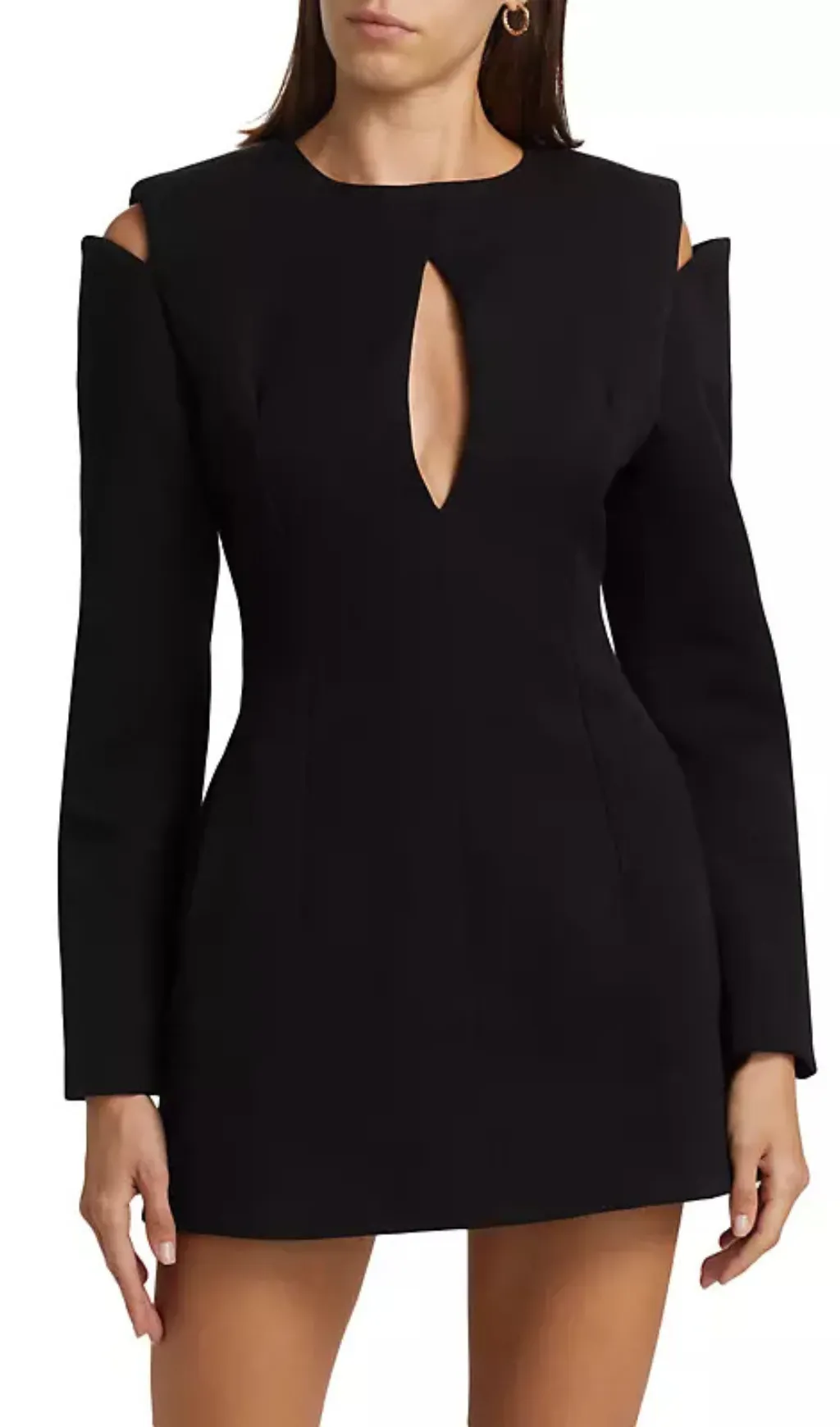 Halston Cut-Out Cold-Shoulder Mini dress in black Gloria Lanvin