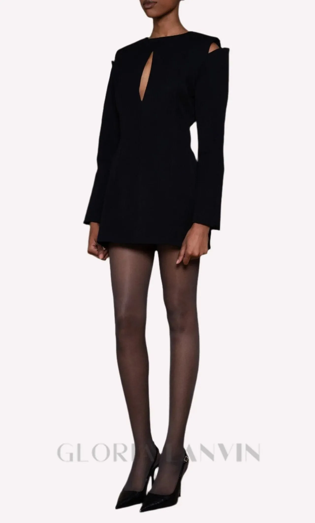 Halston Cut-Out Cold-Shoulder Mini dress in black Gloria Lanvin