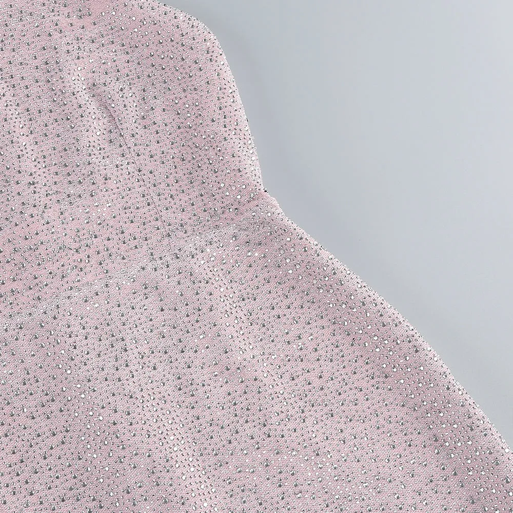 HALTER BACKLESS CRYSTAL EMBELLISHED MAXI DRESS IN PINK Gloria Lanvin