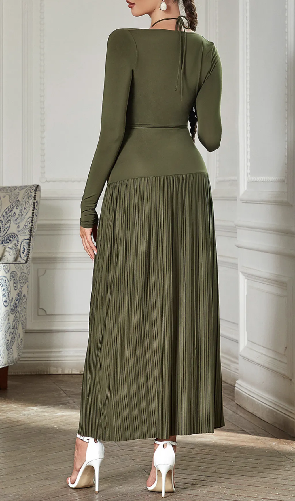 HALTER CUT OUT RUCHED MAXI DRESS Gloria Lanvin