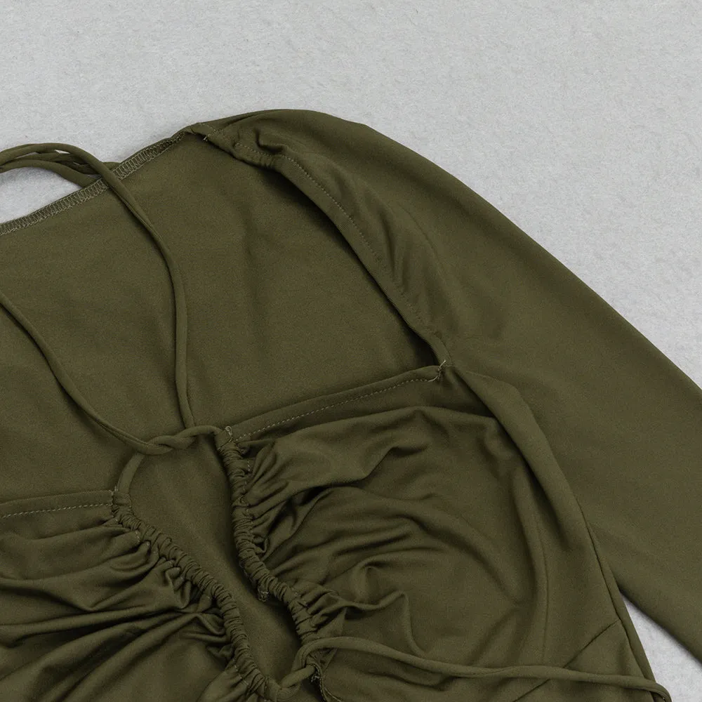 HALTER CUT OUT RUCHED MAXI DRESS Gloria Lanvin