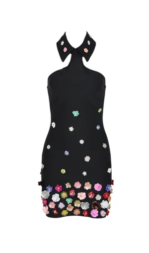 HALTER EMBELLISHED FLOWERS MINI DRESS Gloria Lanvin