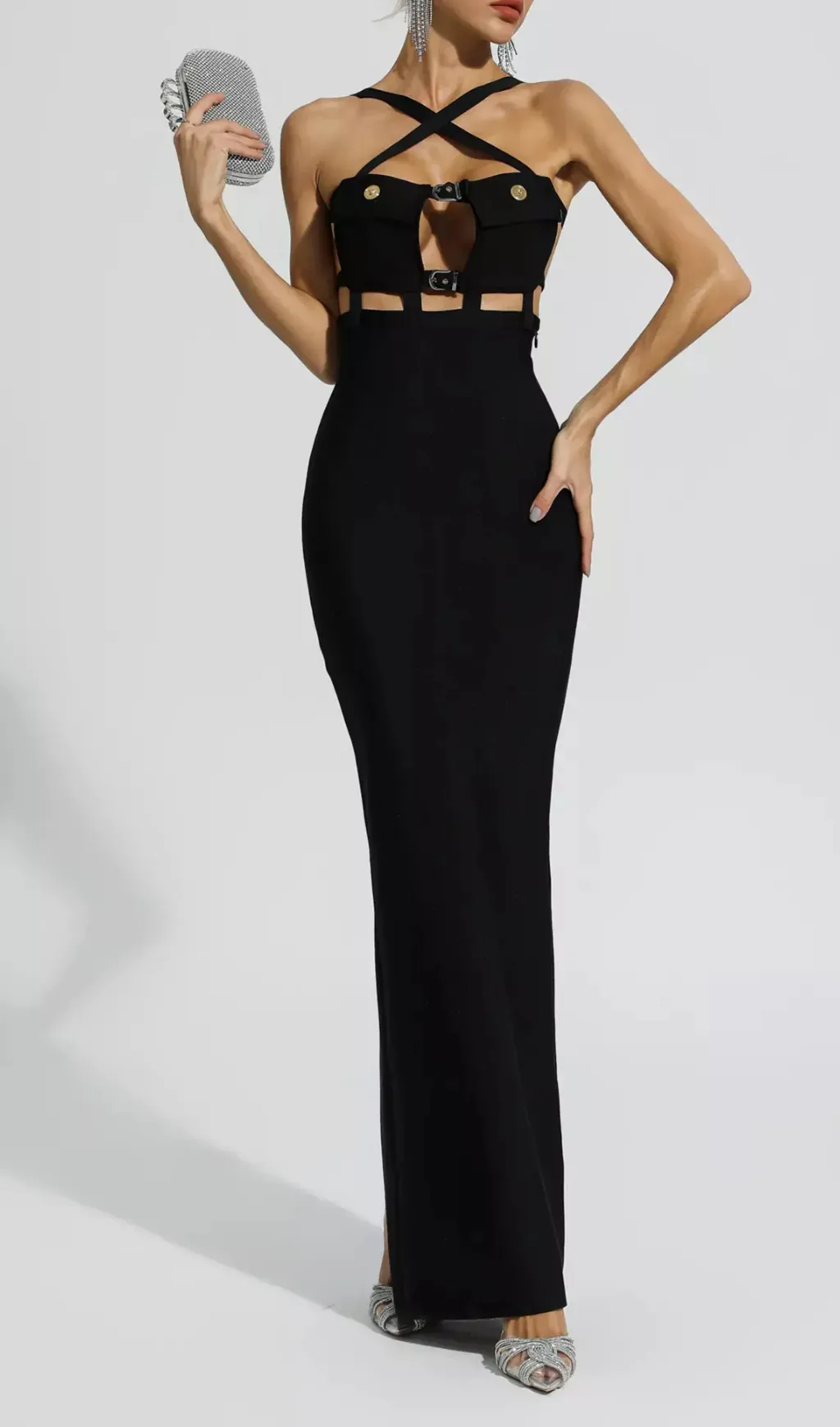 HALTER POCKET BANDAGE MAXI DRESS Gloria Lanvin