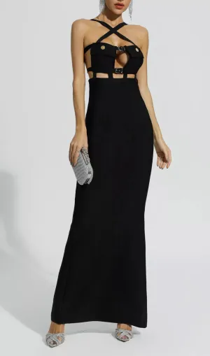 HALTER POCKET BANDAGE MAXI DRESS Gloria Lanvin