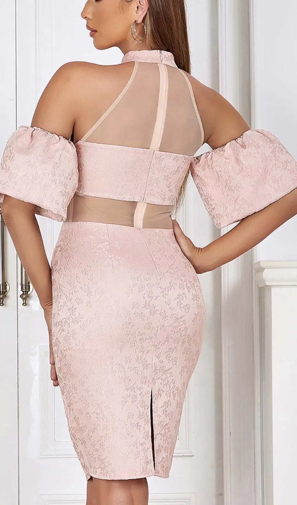 HALTER PUFF MINI DRESS IN PINK Gloria Lanvin