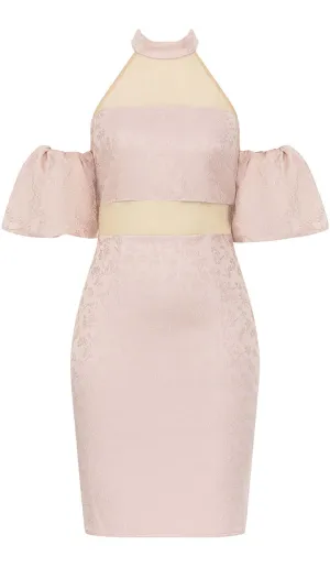 HALTER PUFF MINI DRESS IN PINK Gloria Lanvin