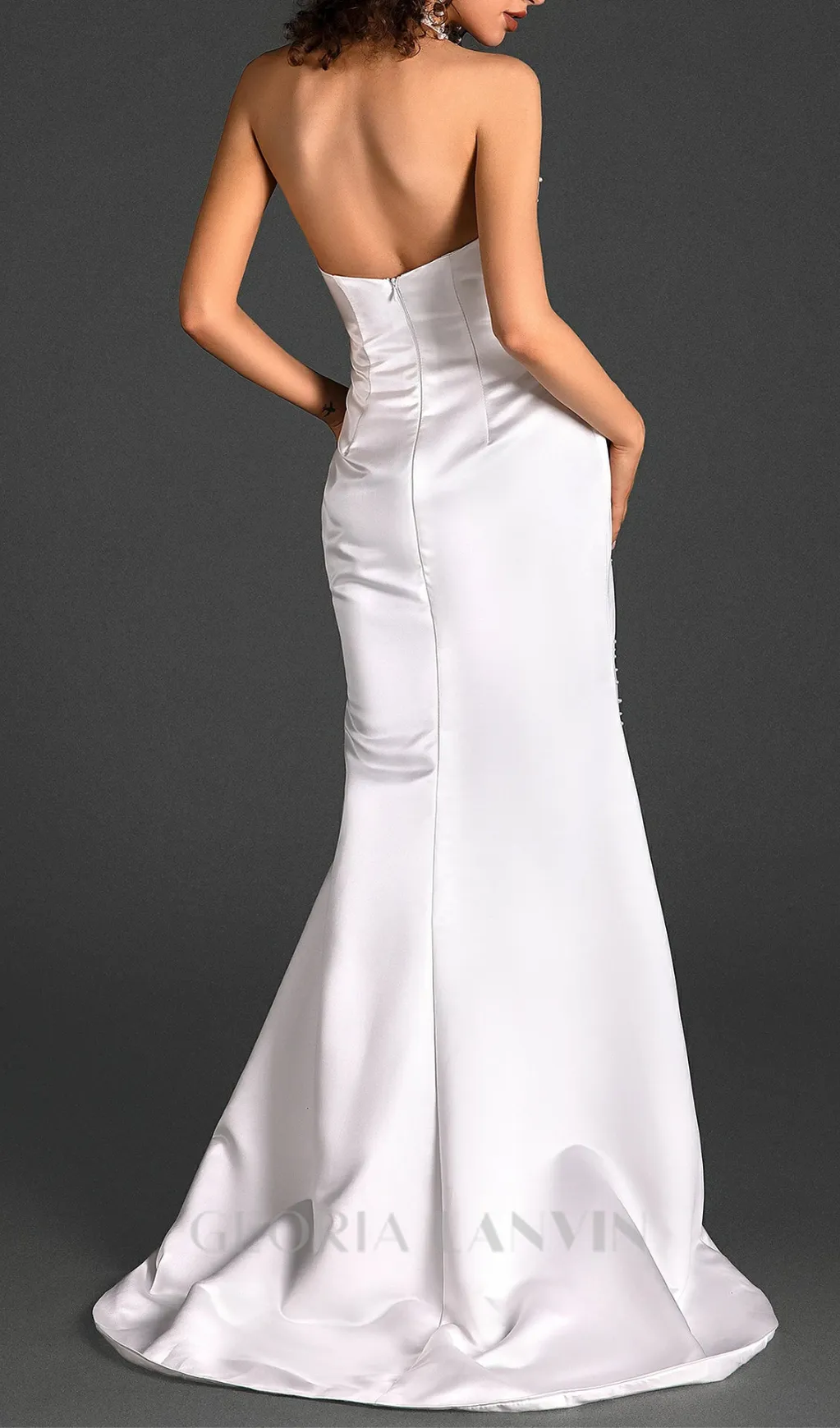 HALTER SATIN PEARL MERMAID DRESS Gloria Lanvin