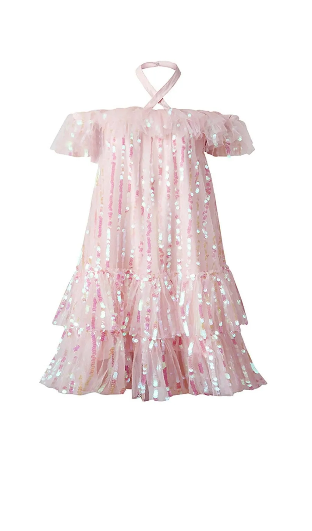 HALTER SEQUINS MINI DRESS IN PINK Gloria Lanvin