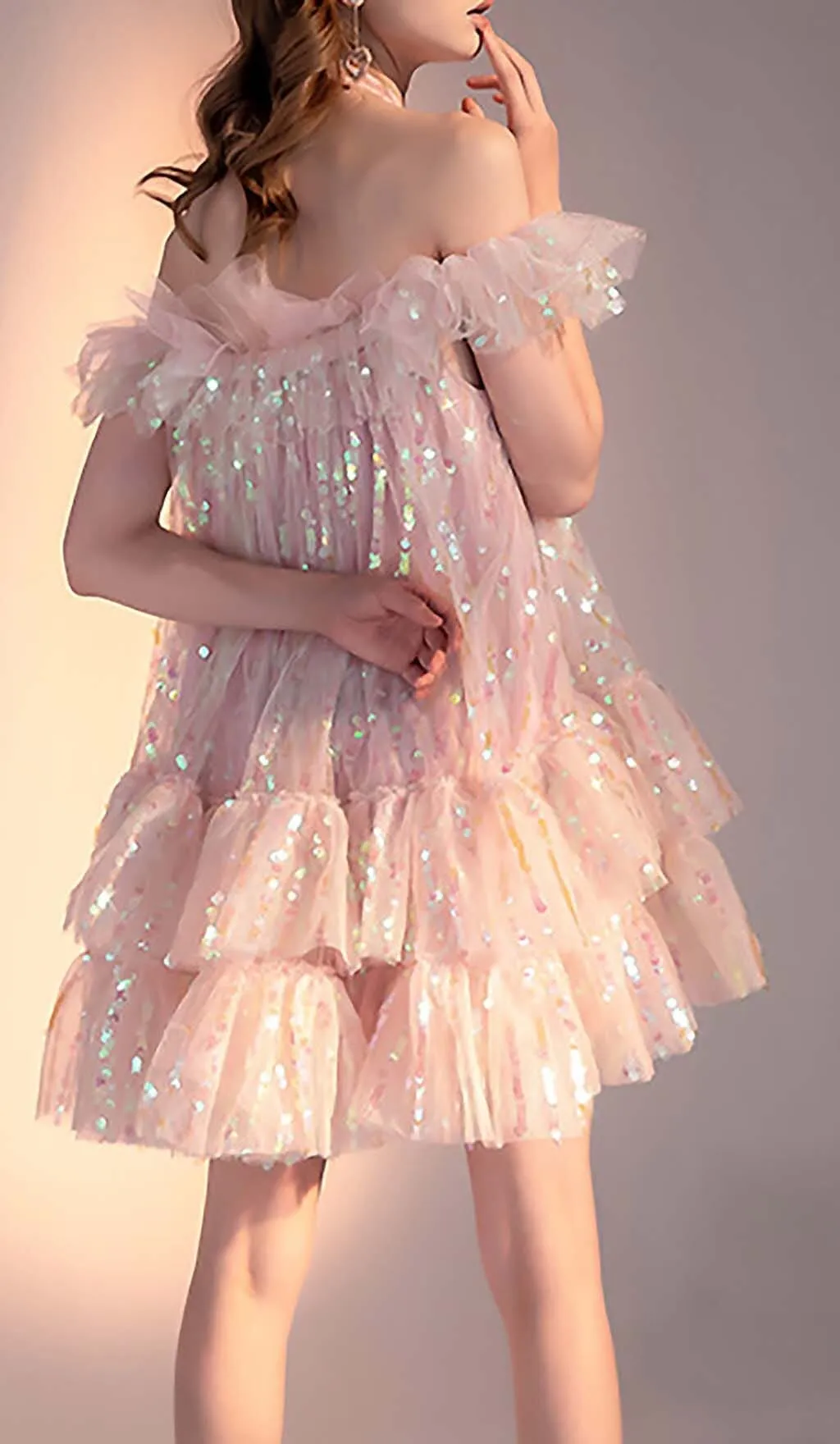 HALTER SEQUINS MINI DRESS IN PINK Gloria Lanvin