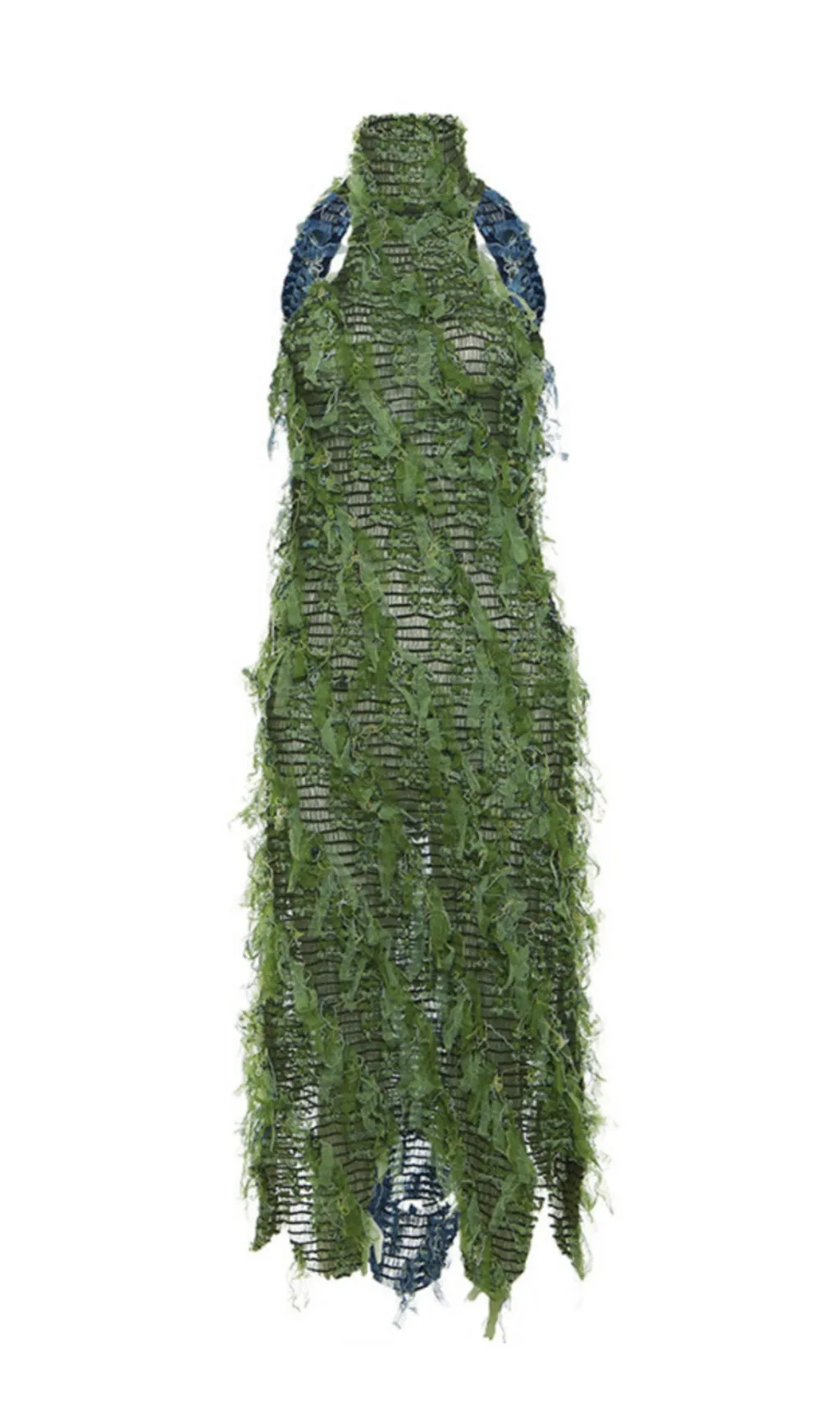 HALTERNECK BACKLESS HOLLOW MIDI DRESS IN GREEN Gloria Lanvin
