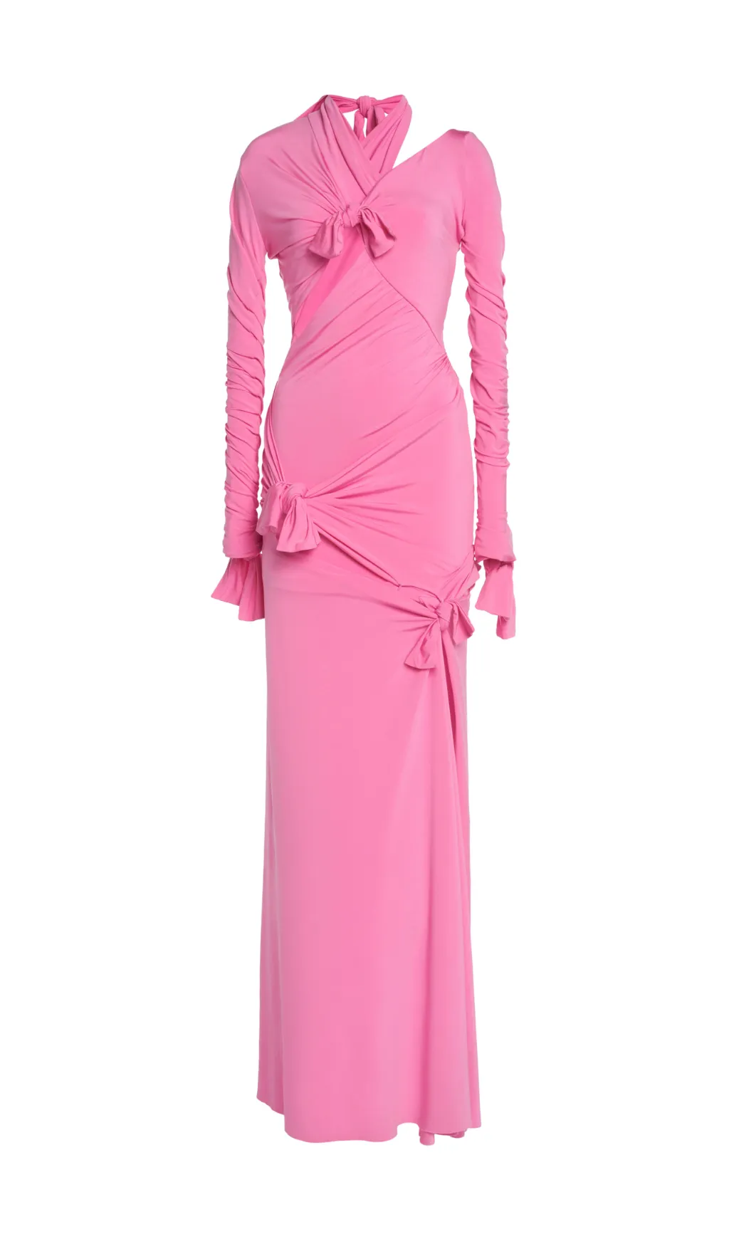 HALTERNECK BANDAGE TIGHT HOLLOW PINK MAXI DRESS Gloria Lanvin