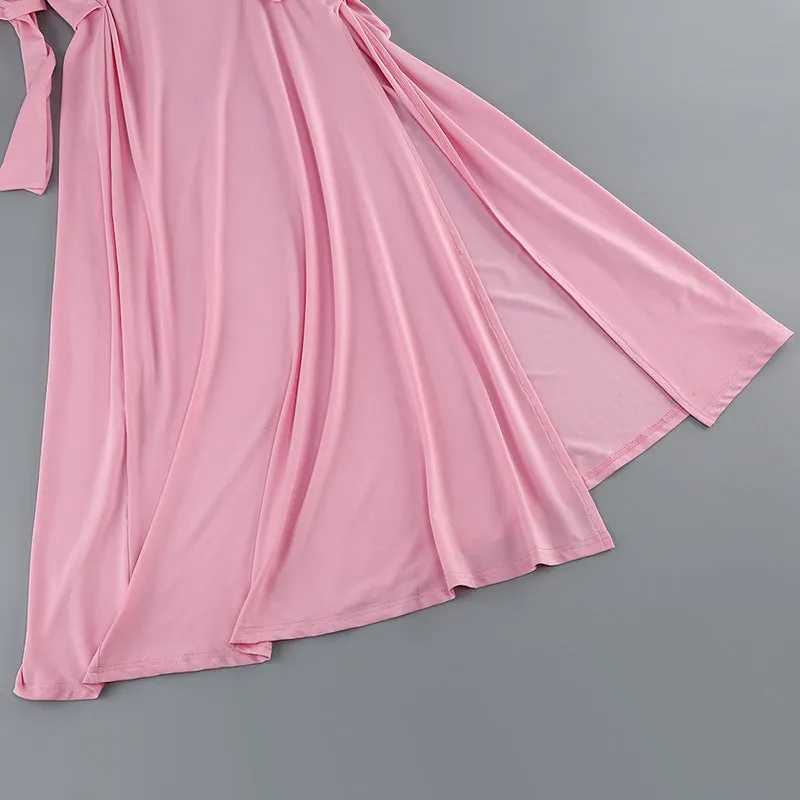 HALTERNECK BANDAGE TIGHT HOLLOW PINK MAXI DRESS Gloria Lanvin