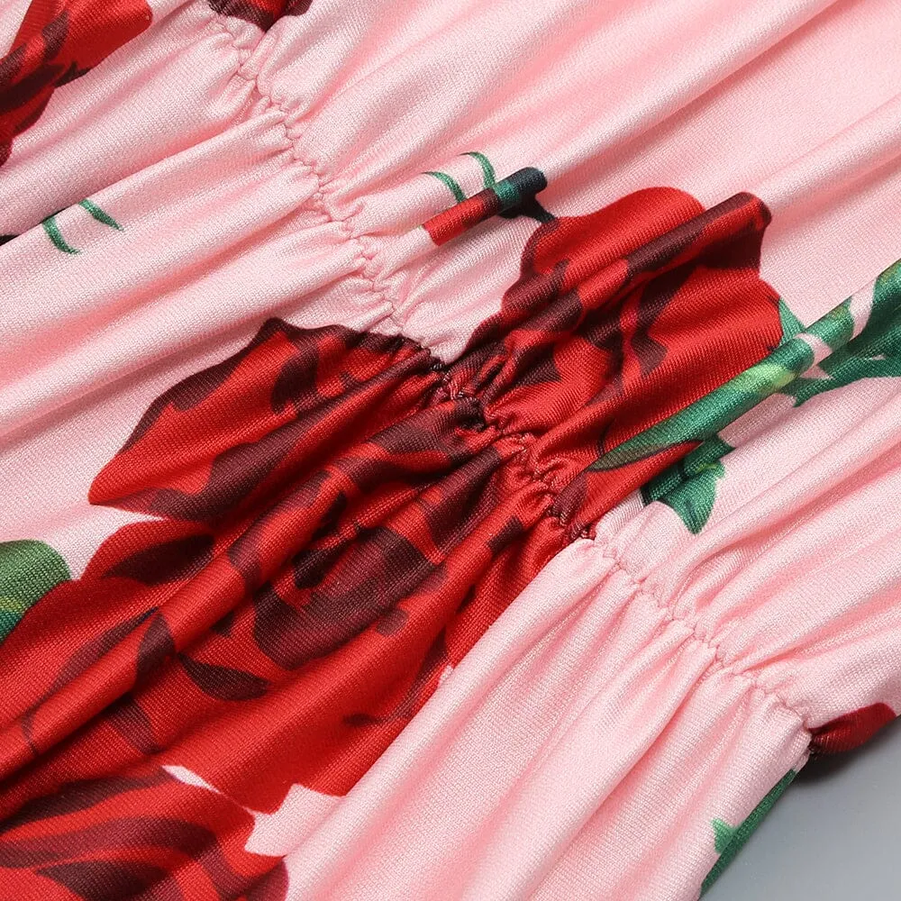 HALTERNECK ROSE PRINTED SKIRT SET Gloria Lanvin