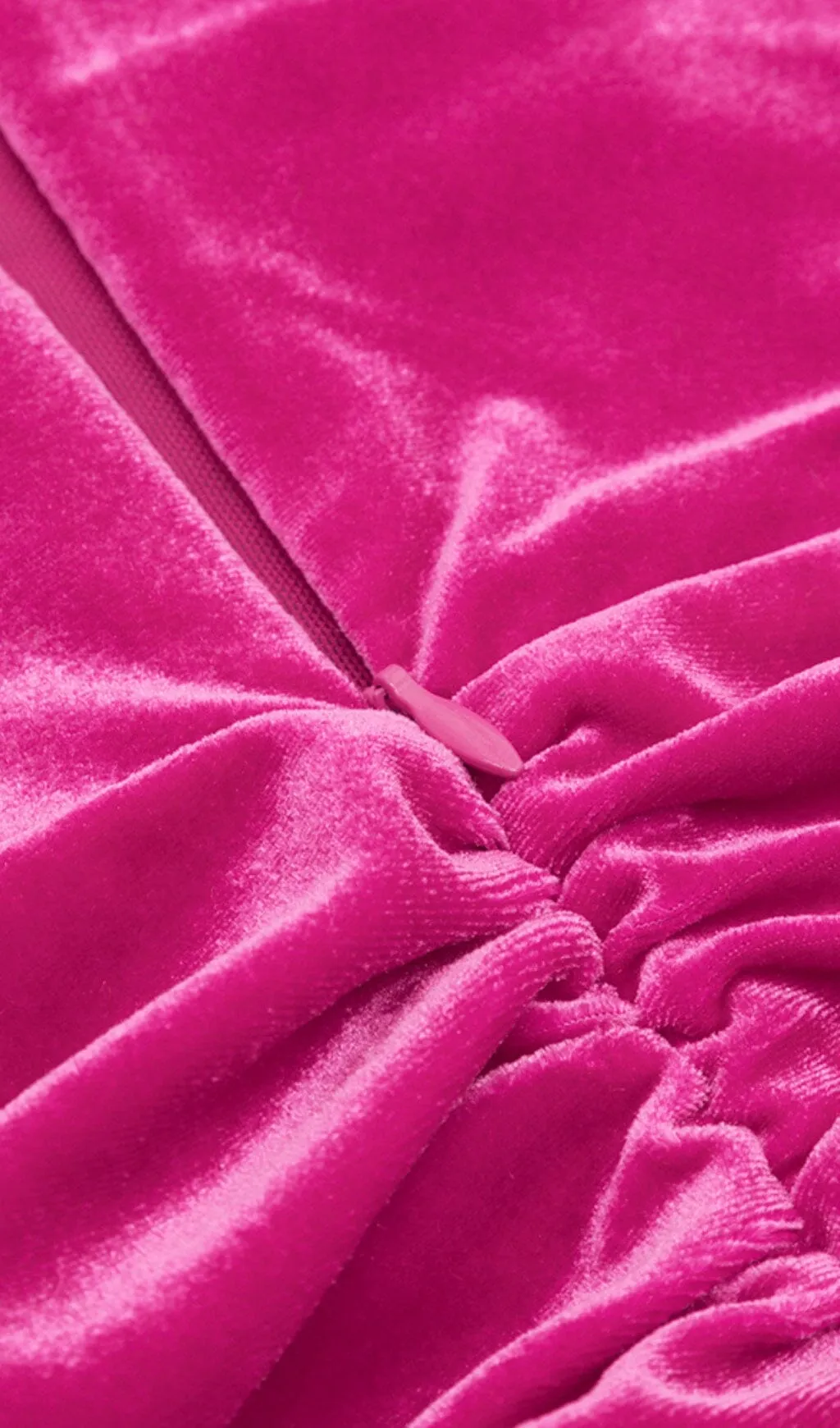 HANGING NECK MESH STITCHED VELVET MINI DRESS IN BARBIE PINK Gloria Lanvin