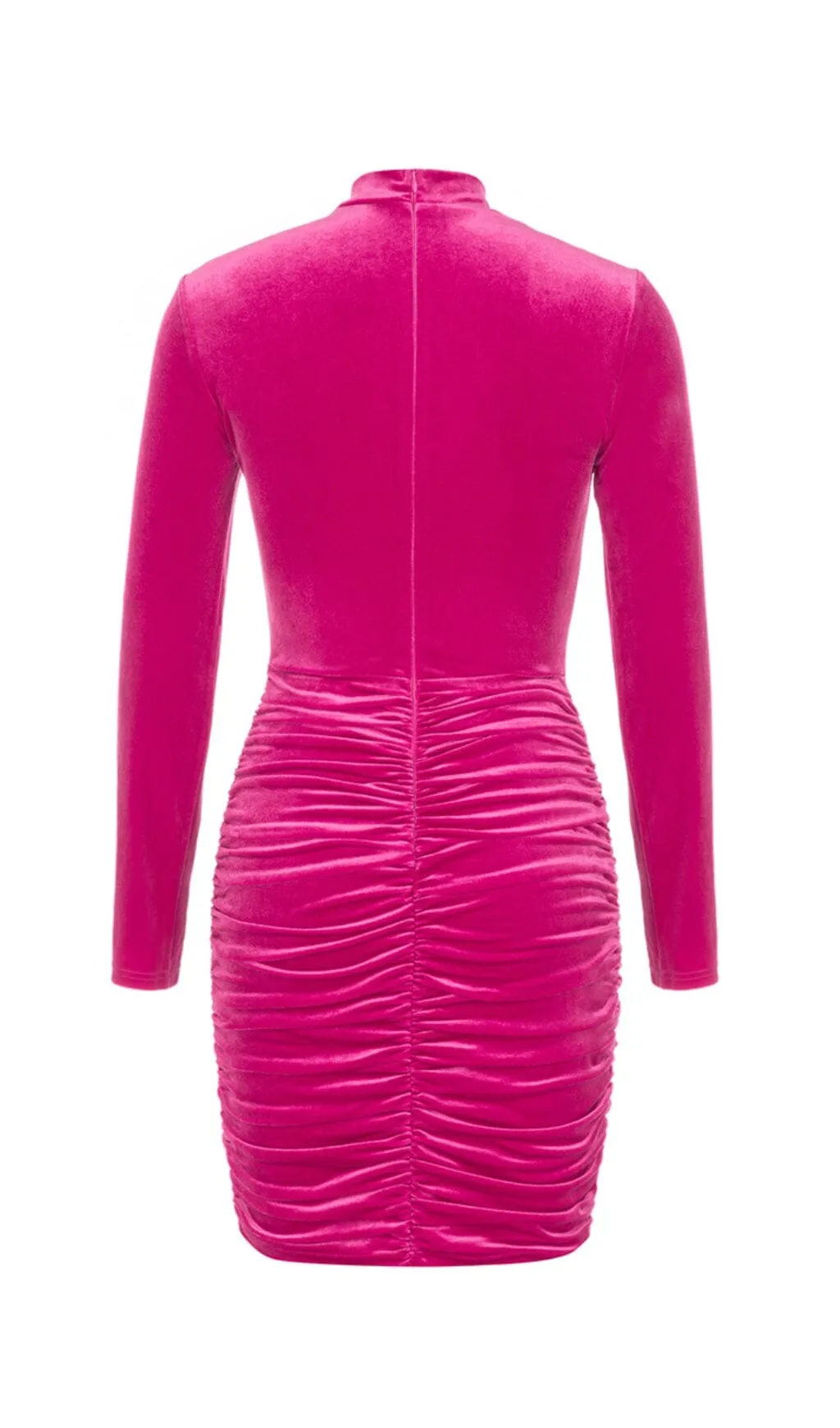 HANGING NECK MESH STITCHED VELVET MINI DRESS IN BARBIE PINK Gloria Lanvin
