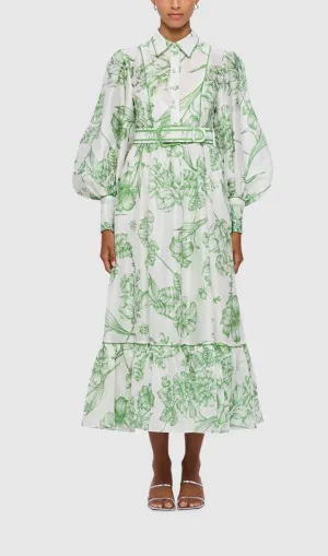 HARMONY PRINT IN CELADON MIDI DRESS Gloria Lanvin