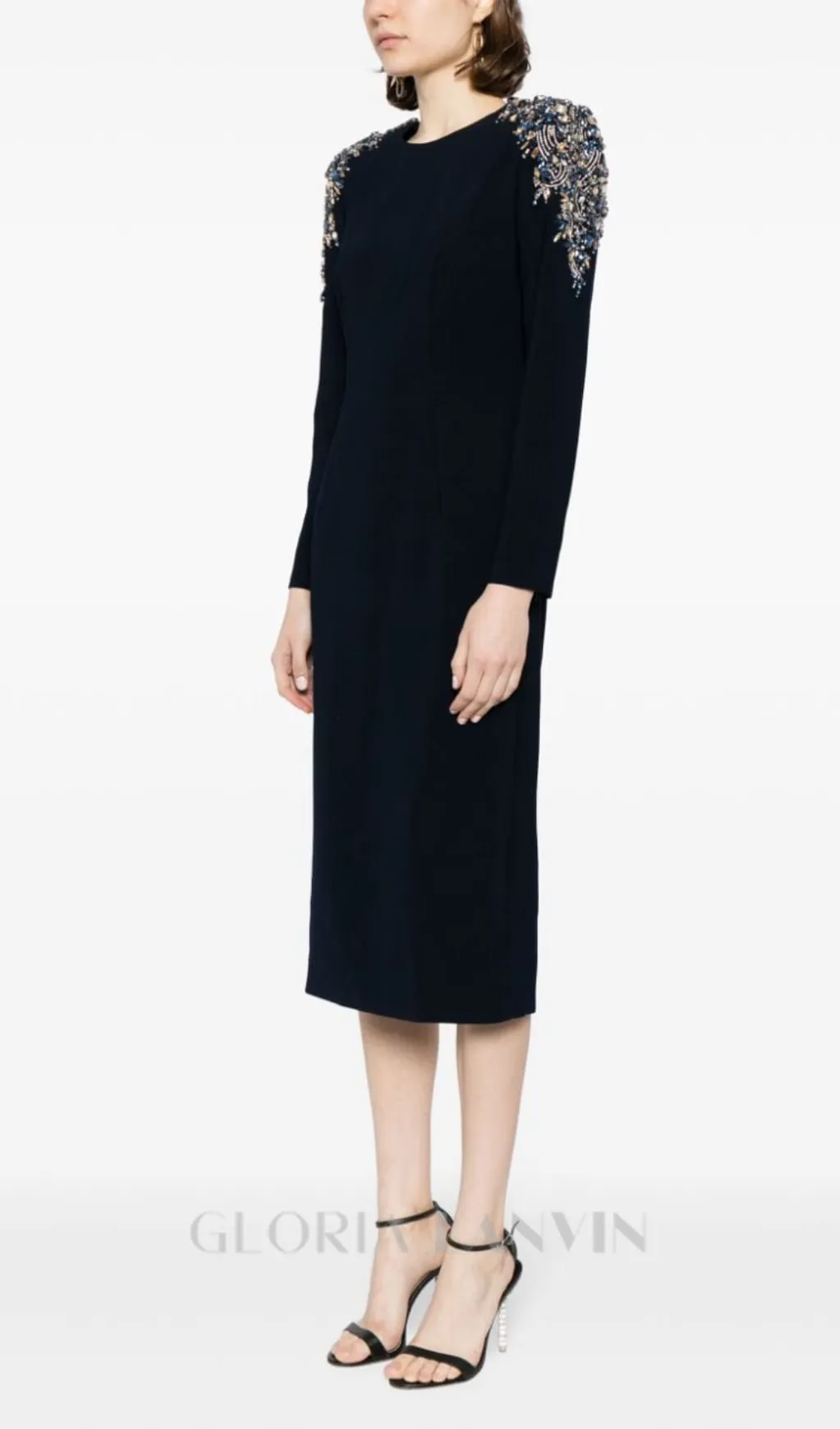 HARRIET MARTINI DROP CRYSTAL-EMBELLISHED MIDI DRESS Gloria Lanvin
