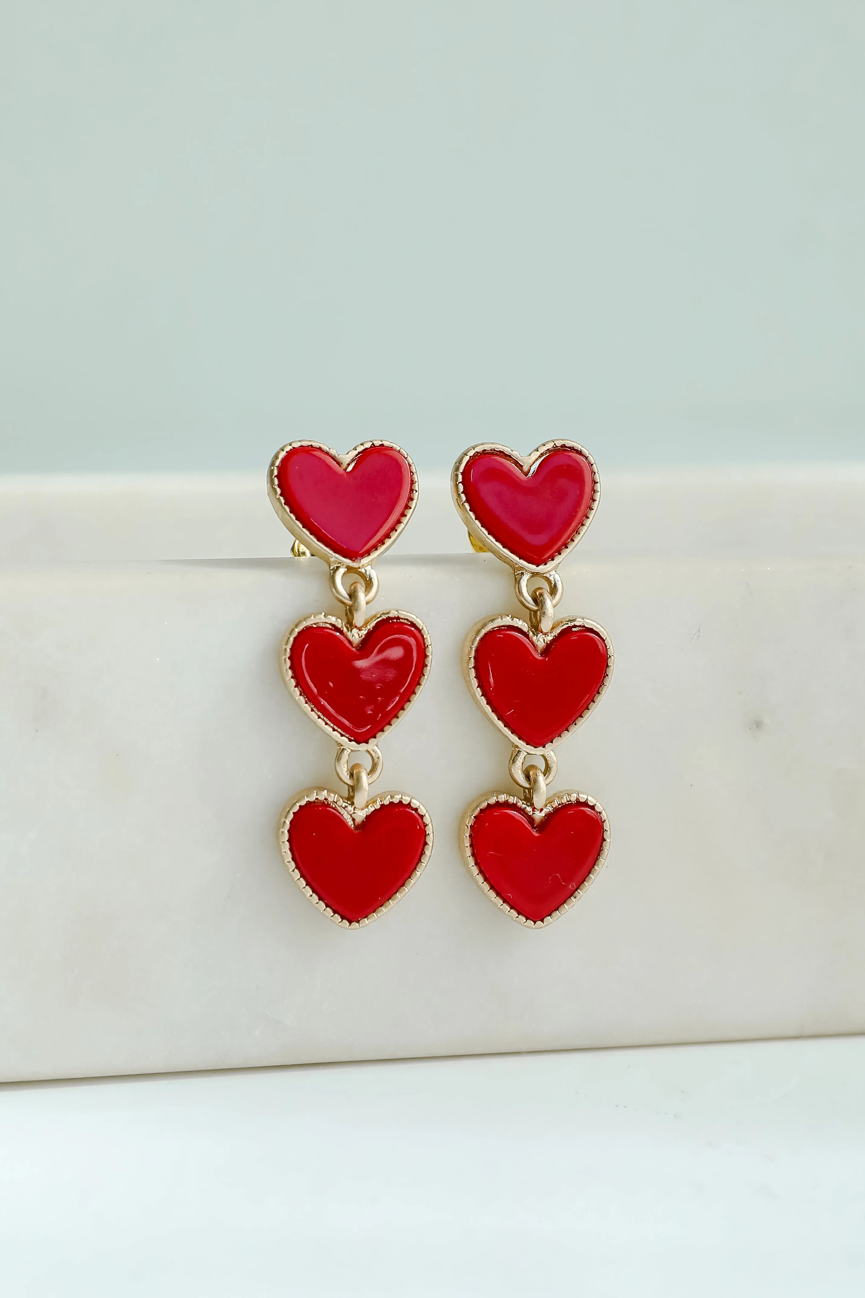 Haven Red Heart Drop Earrings