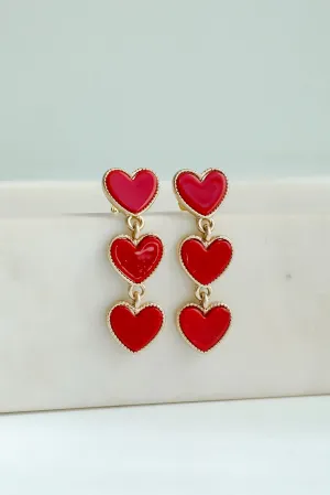 Haven Red Heart Drop Earrings
