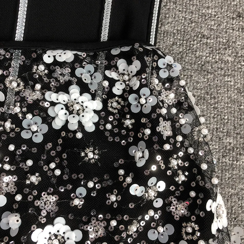 HAZEL CRYSTAL-COVERED STRAPLESS BLACK MAXI DRESS Gloria Lanvin