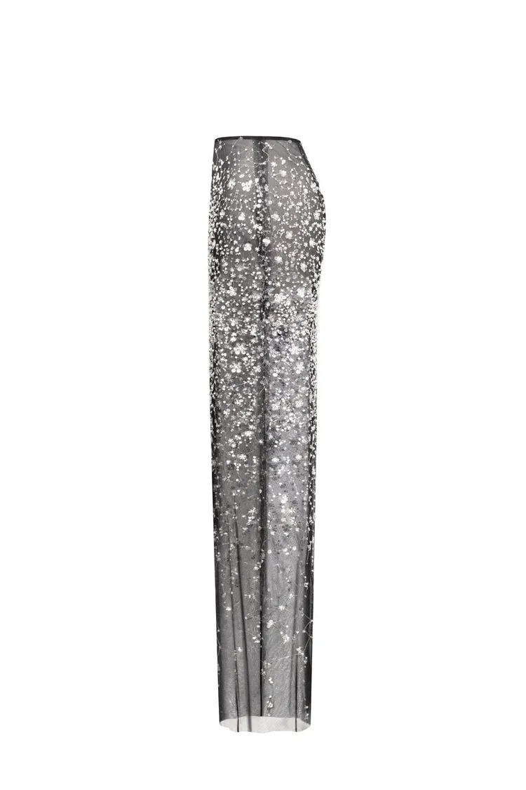 HAZEL CRYSTAL-COVERED STRAPLESS BLACK MAXI DRESS Gloria Lanvin