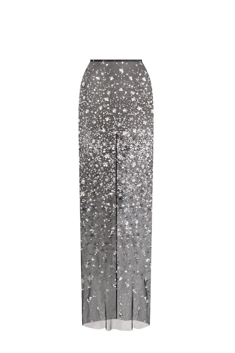 HAZEL CRYSTAL-COVERED STRAPLESS BLACK MAXI DRESS Gloria Lanvin