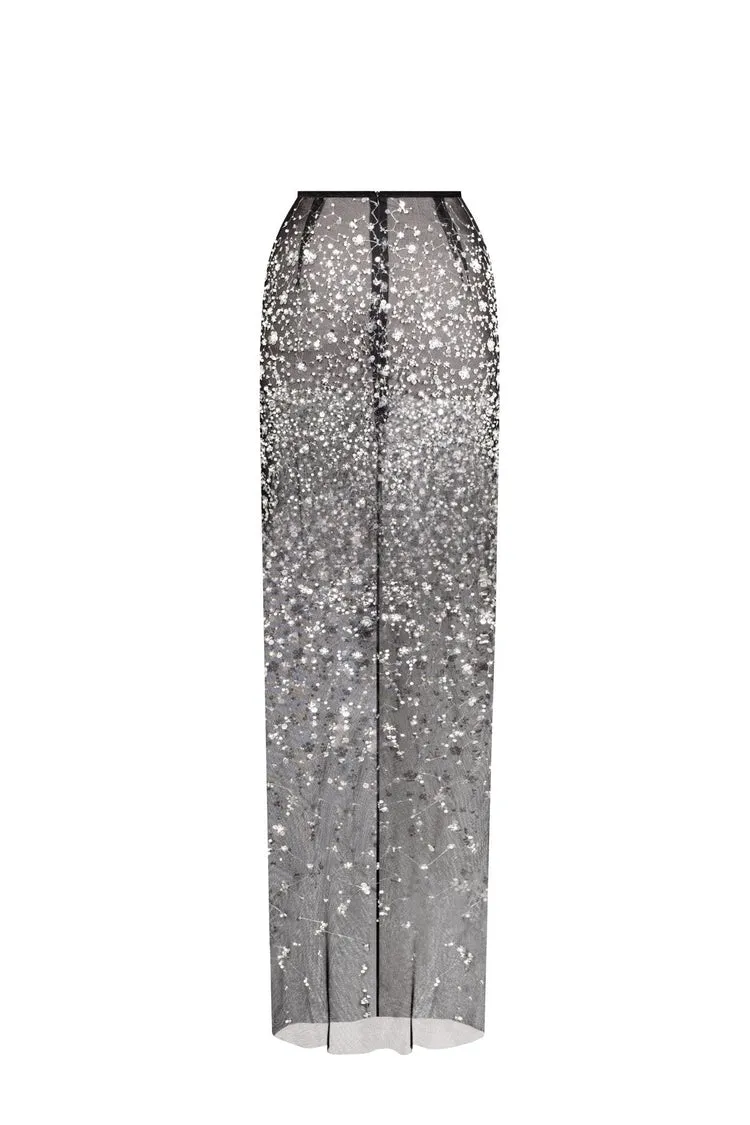 HAZEL CRYSTAL-COVERED STRAPLESS BLACK MAXI DRESS Gloria Lanvin