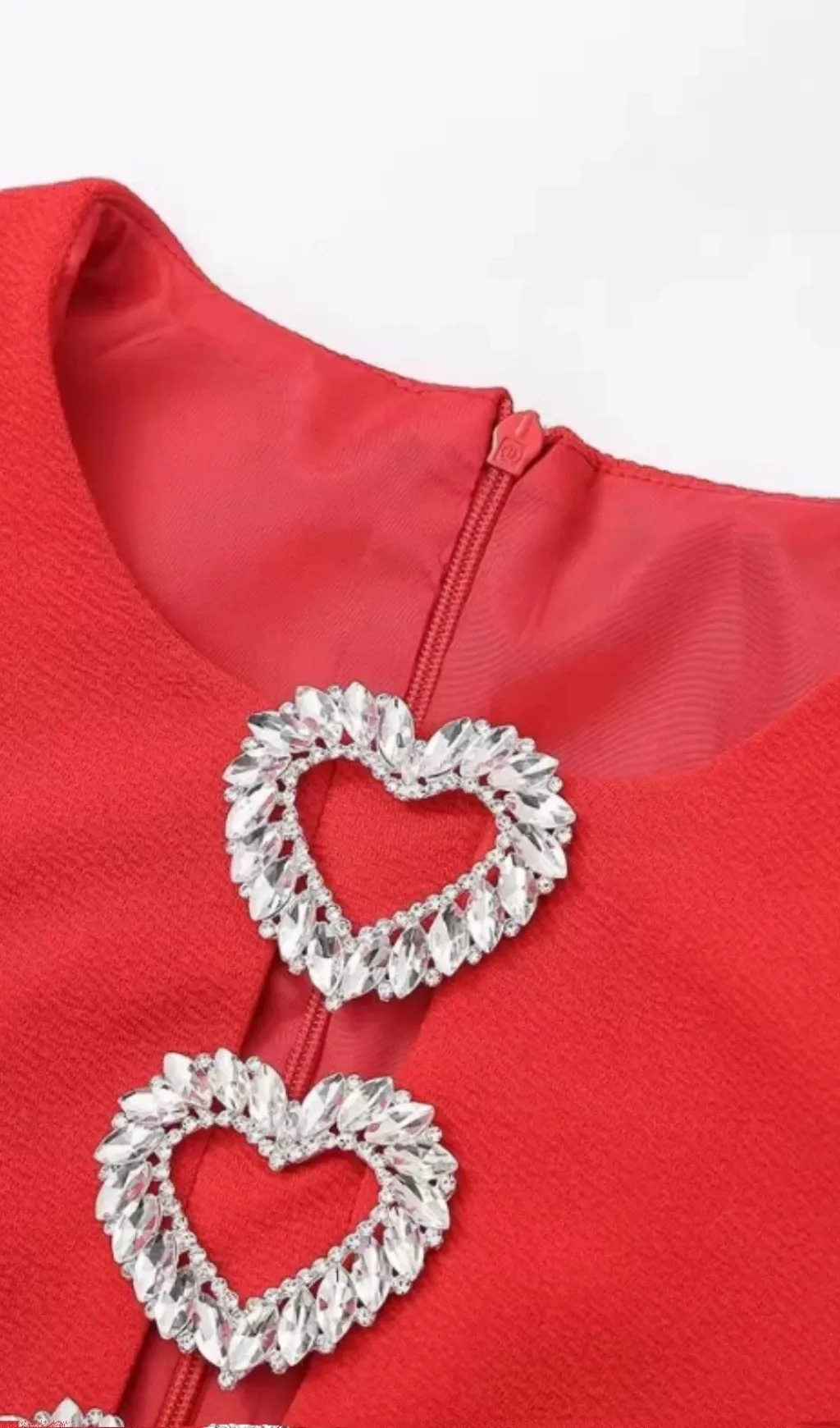 HEART-SHAPED CUTOUT CRPE MINI DRESS IN RED Gloria Lanvin