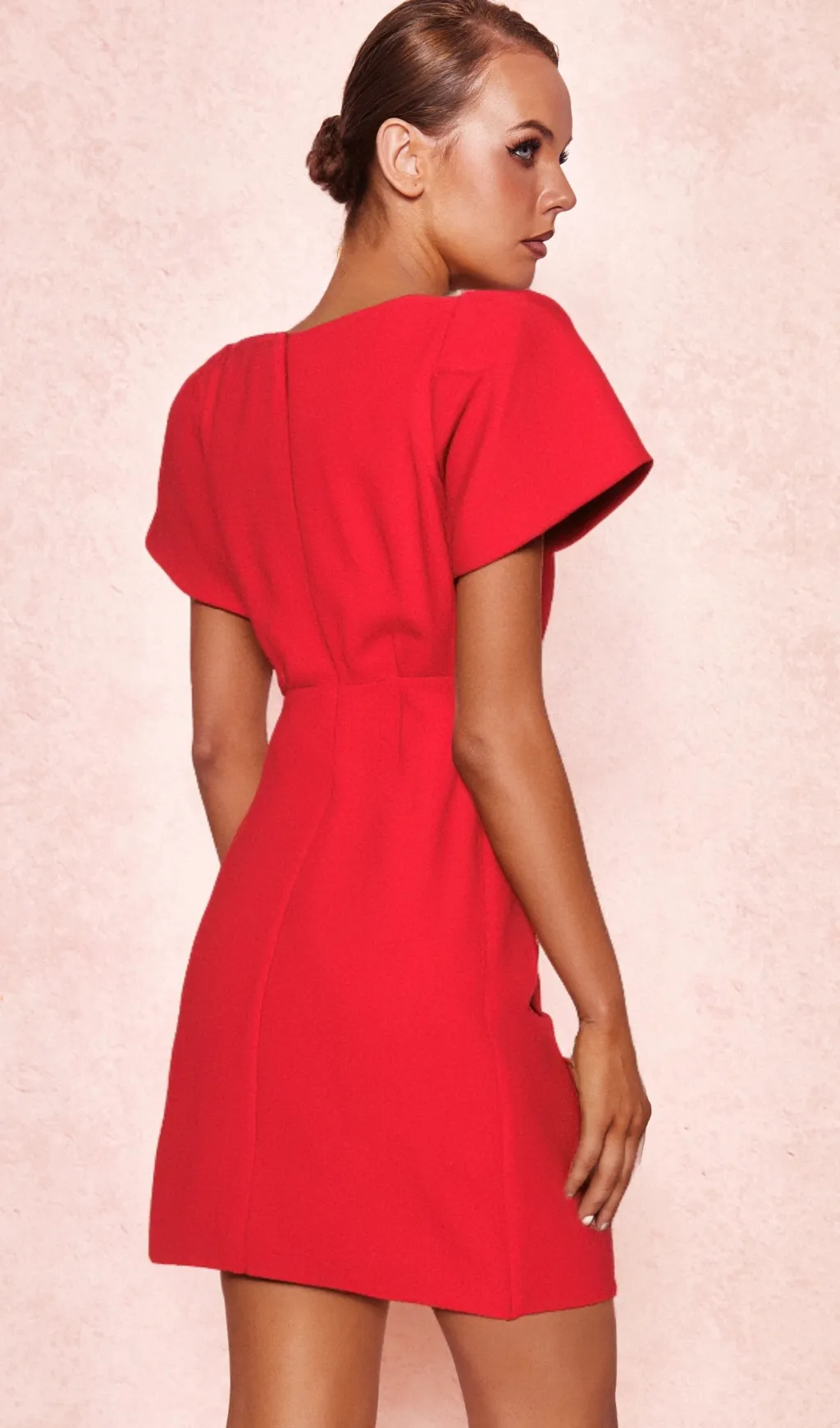 HEART-SHAPED CUTOUT CRPE MINI DRESS IN RED Gloria Lanvin