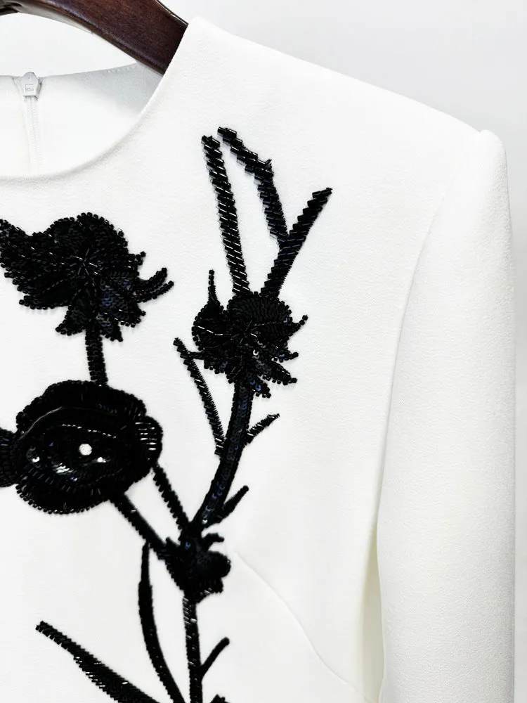 HELEN FLOWER EMBELLISHED MINI DRESS IN WHITE Gloria Lanvin