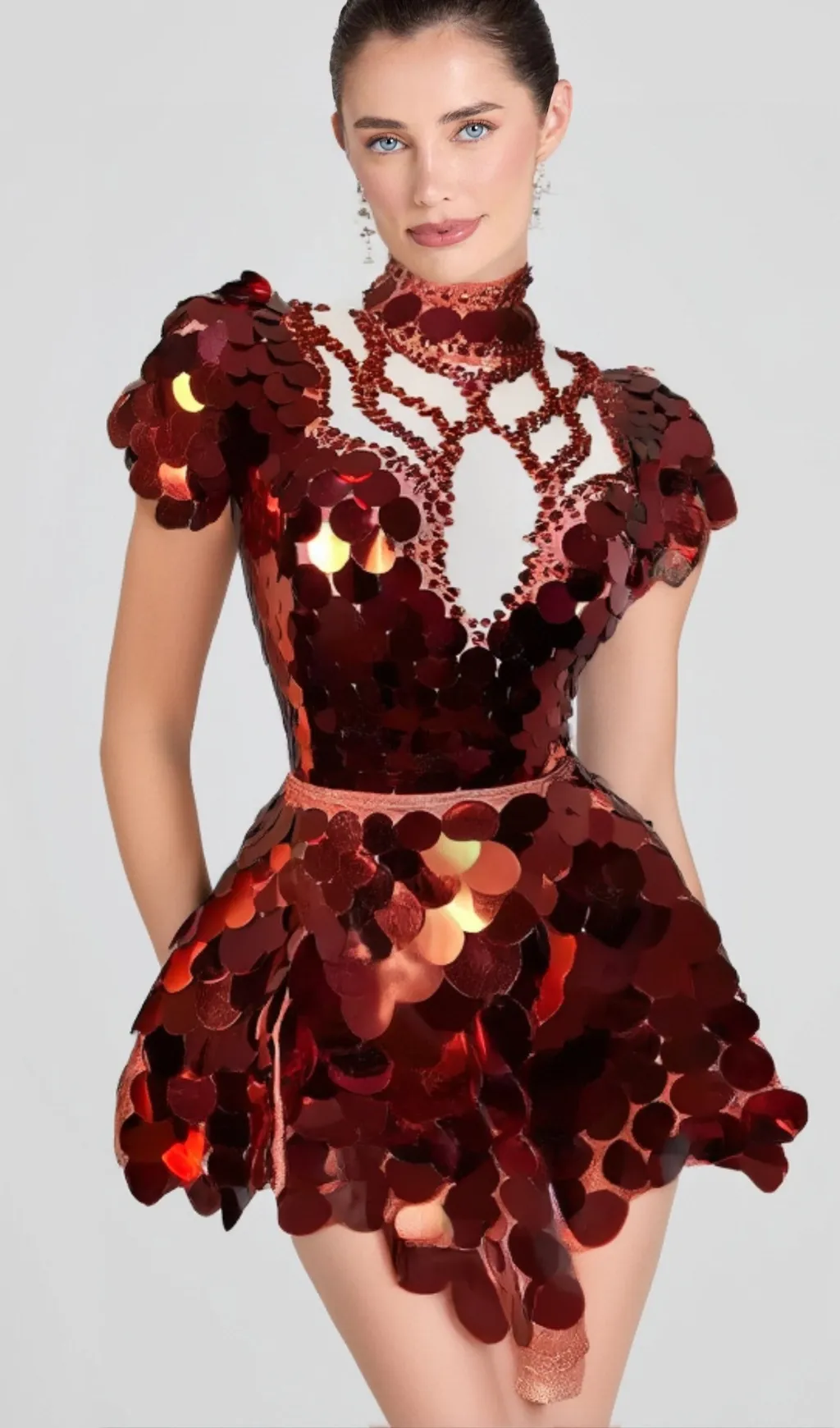 HELENE BURGUNDY SEQUINS DIAMANTE SET Gloria Lanvin