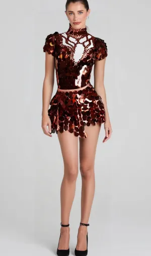 HELENE BURGUNDY SEQUINS DIAMANTE SET Gloria Lanvin