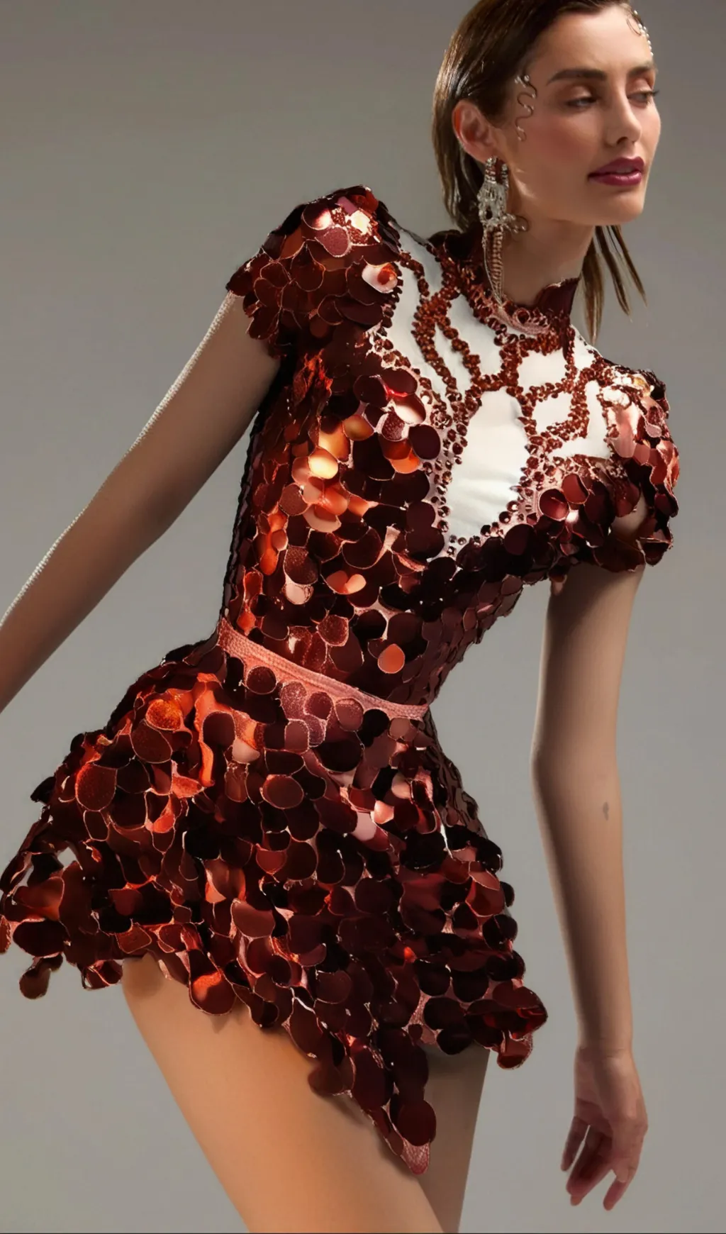 HELENE BURGUNDY SEQUINS DIAMANTE SET Gloria Lanvin