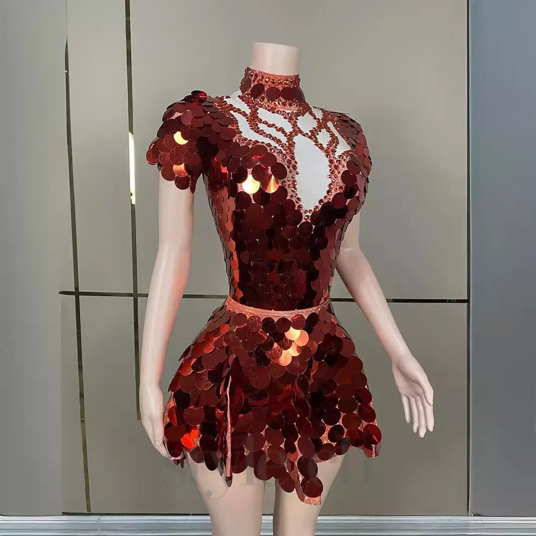 HELENE BURGUNDY SEQUINS DIAMANTE SET Gloria Lanvin