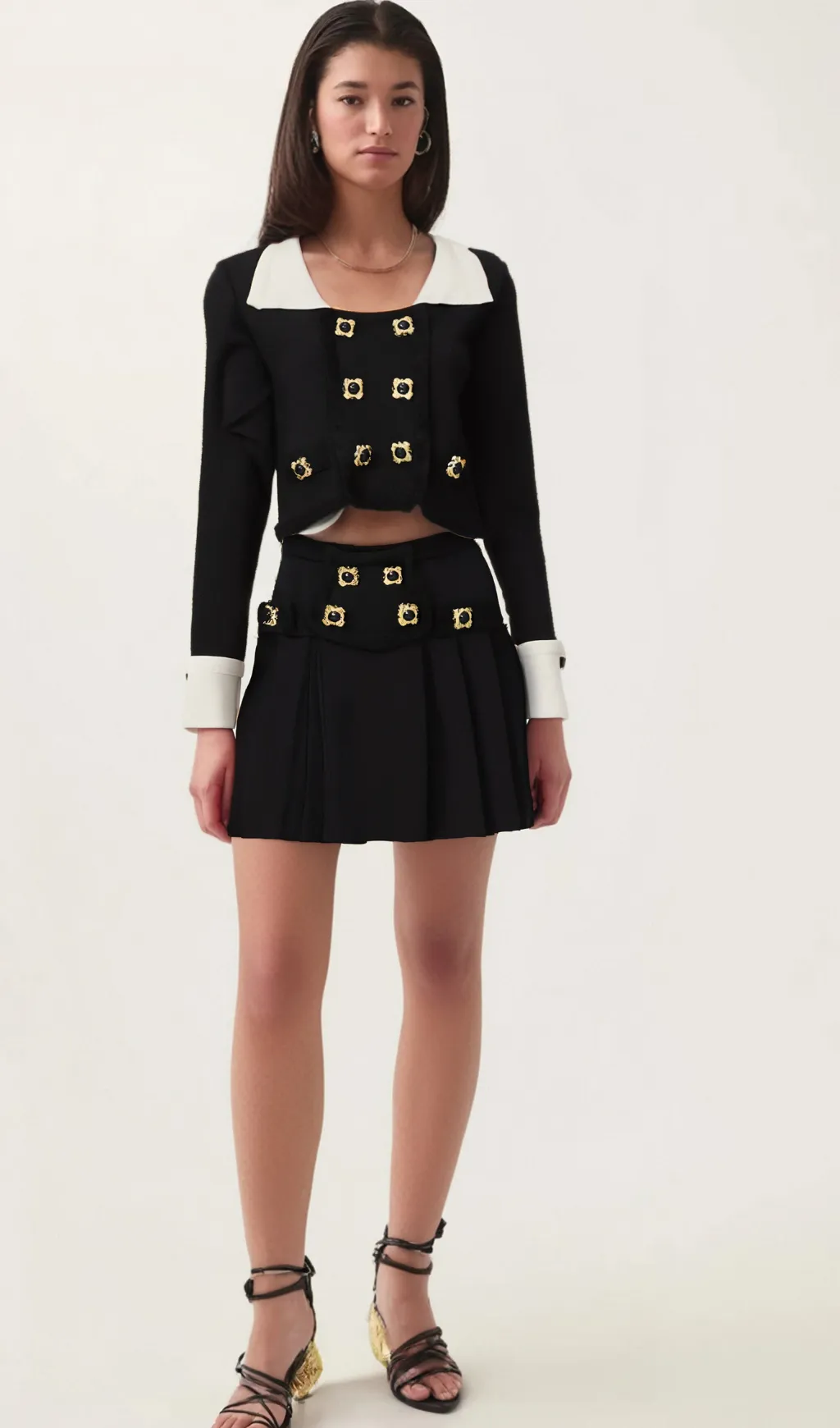 Hermine contrast-color jacket & skirt matching set Gloria Lanvin