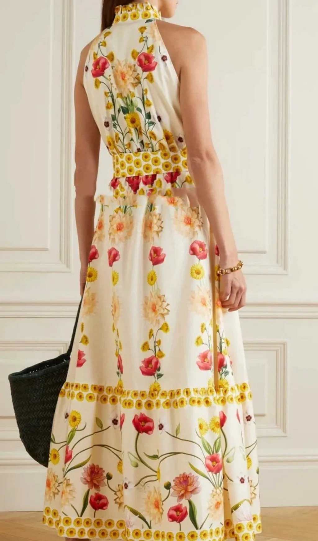 HIGH COLLAR SLEEVELESS LOOSE LACE FLORAL MAXI DRESS Gloria Lanvin