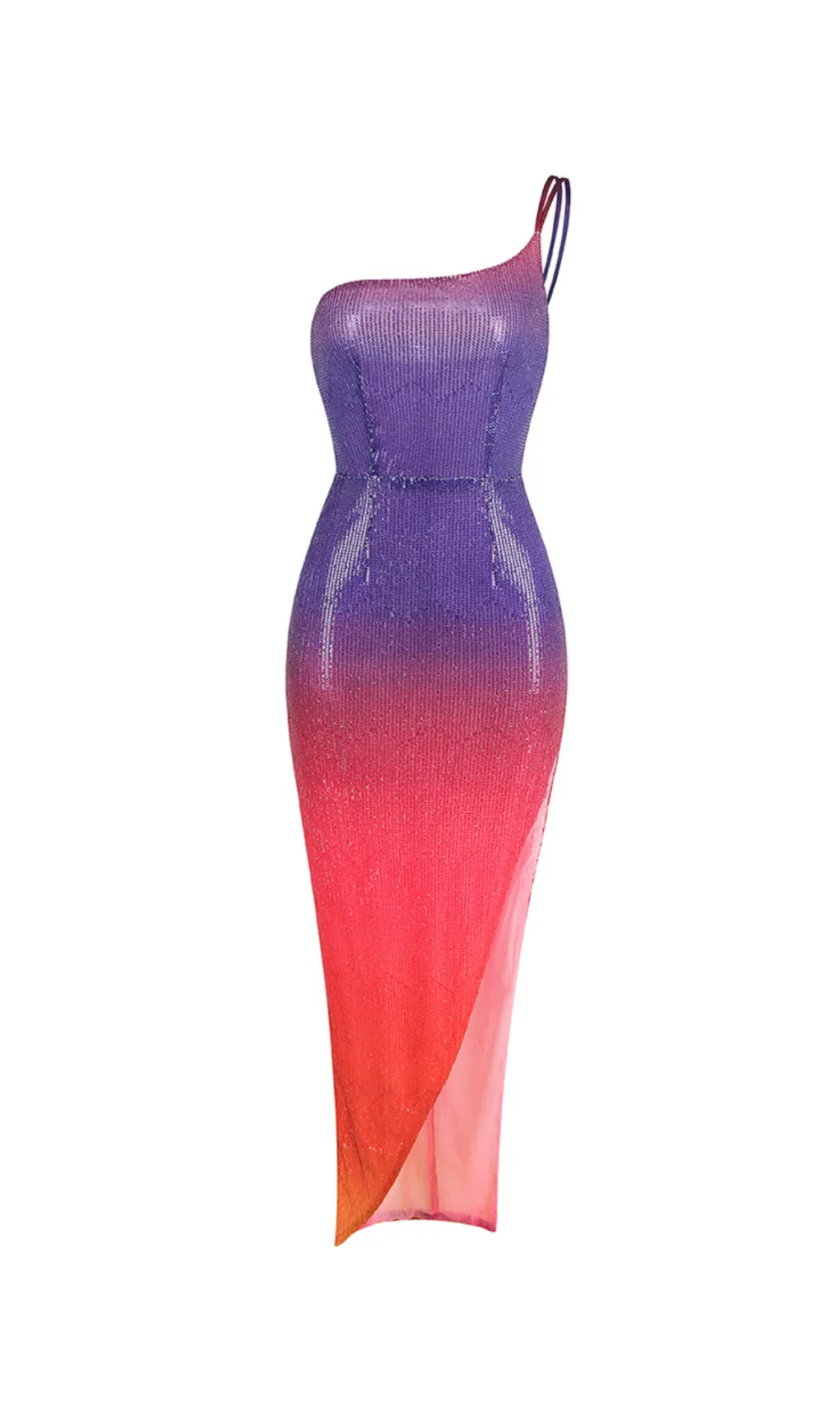 HIGH SPLIT ONE-SHOULDER STRAP MIDI DRESS Gloria Lanvin