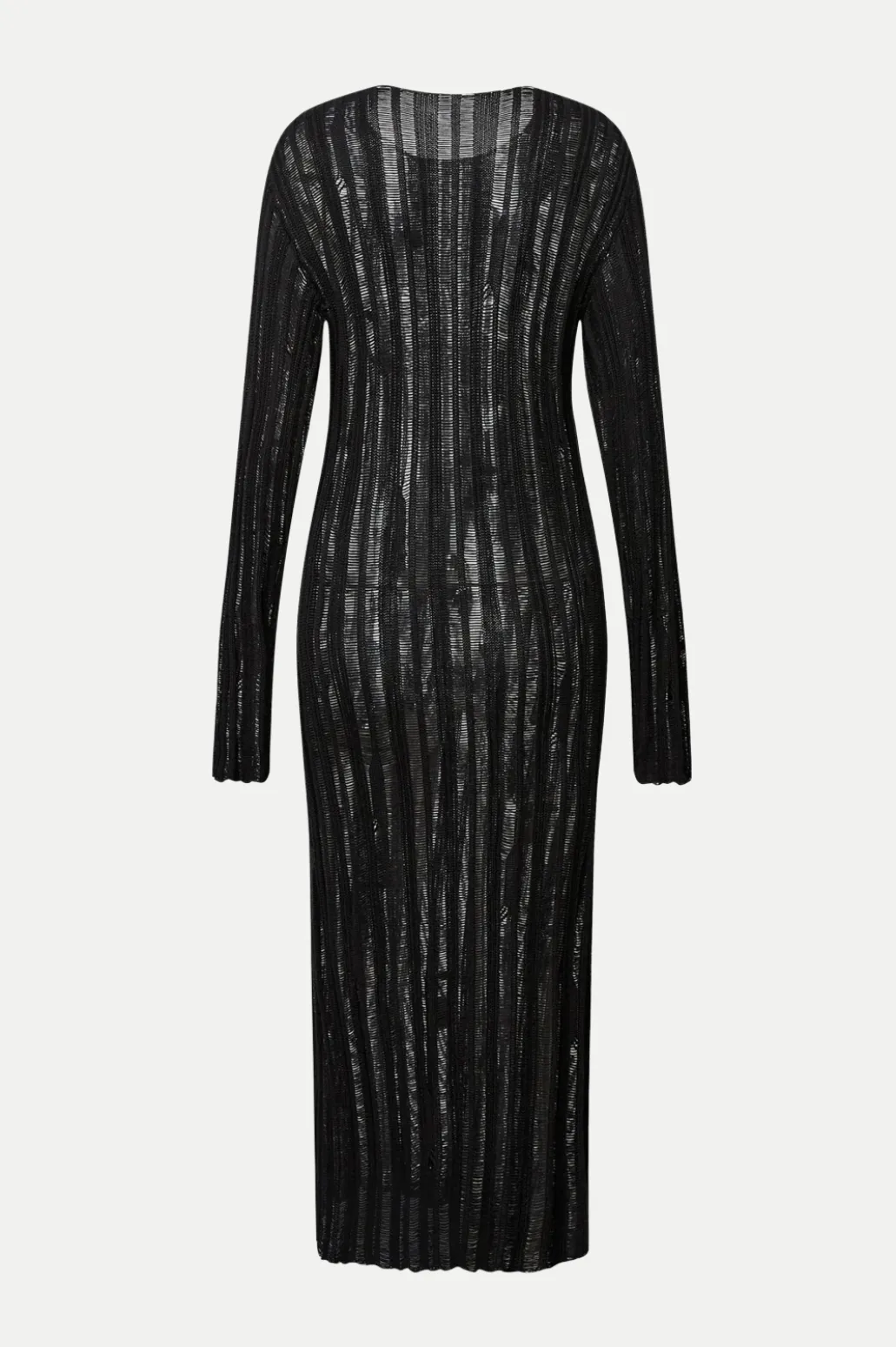 Hilaria Rose Handcrafted Knit Midi Dress in Black Gloria Lanvin