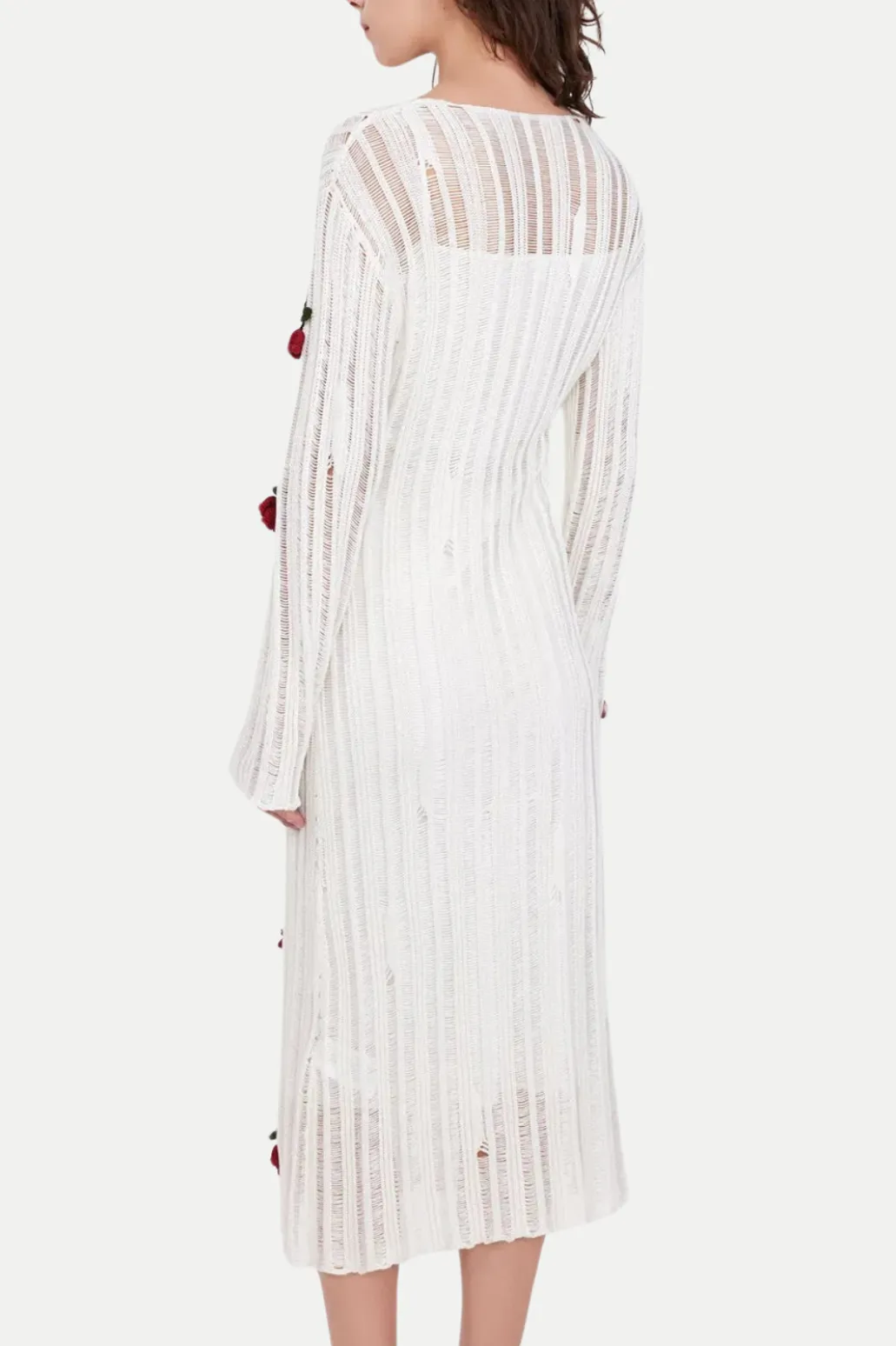 Hilaria Rose Handcrafted Knit Midi Dress in  White Gloria Lanvin