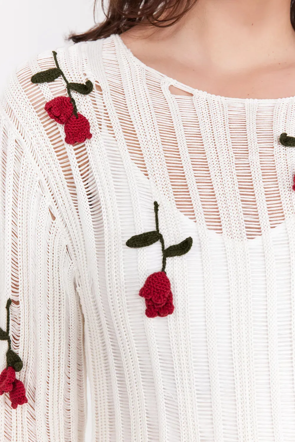 Hilaria Rose Handcrafted Knit Midi Dress in  White Gloria Lanvin