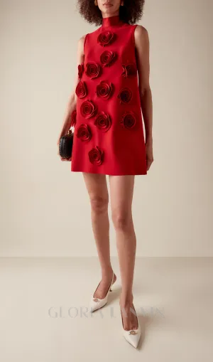 HILARY RED APPLIQUD SHIFT MINI DRESS Gloria Lanvin