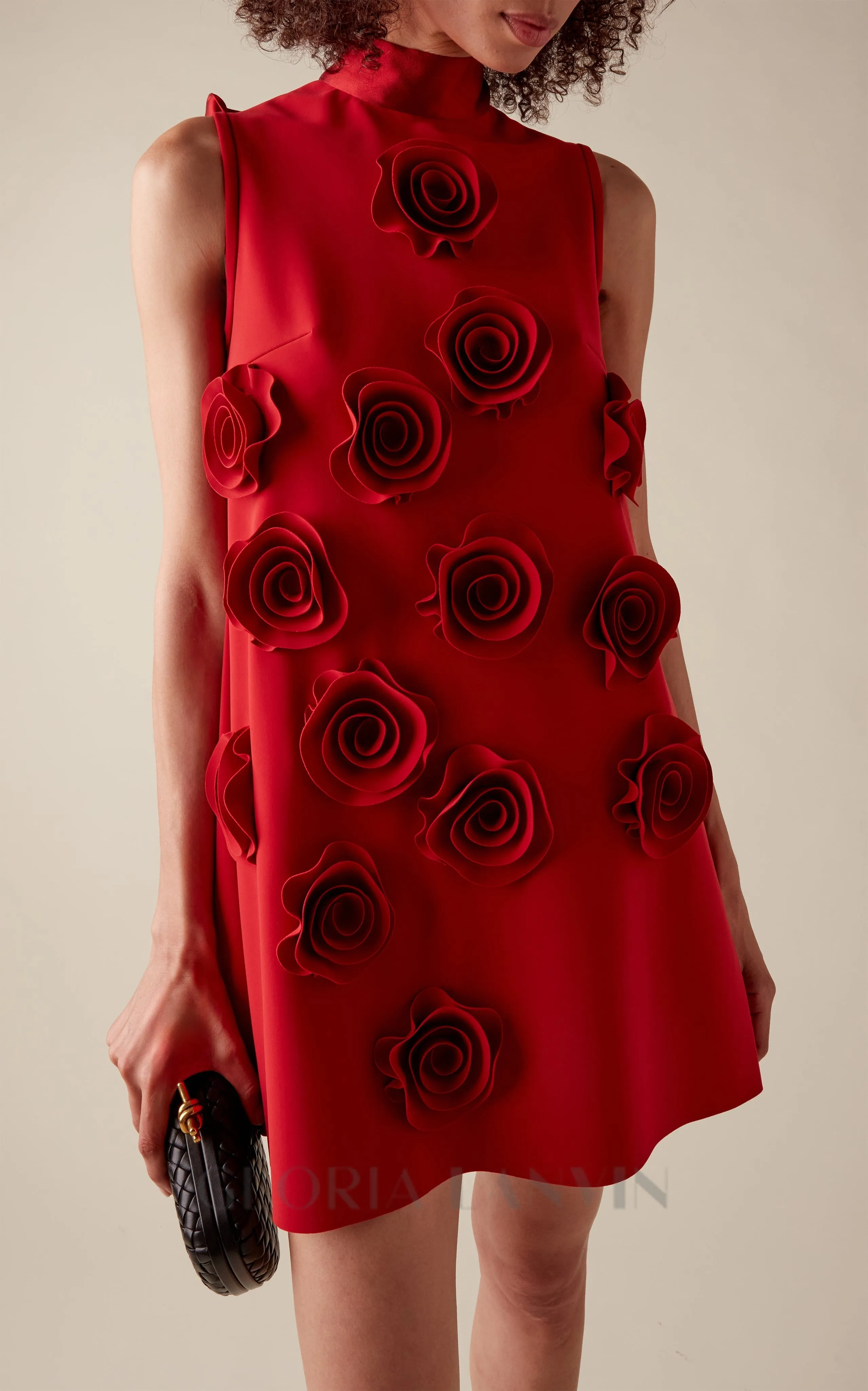 HILARY RED APPLIQUD SHIFT MINI DRESS Gloria Lanvin