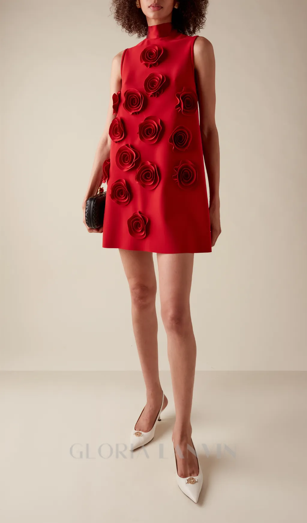 HILARY RED APPLIQUD SHIFT MINI DRESS Gloria Lanvin