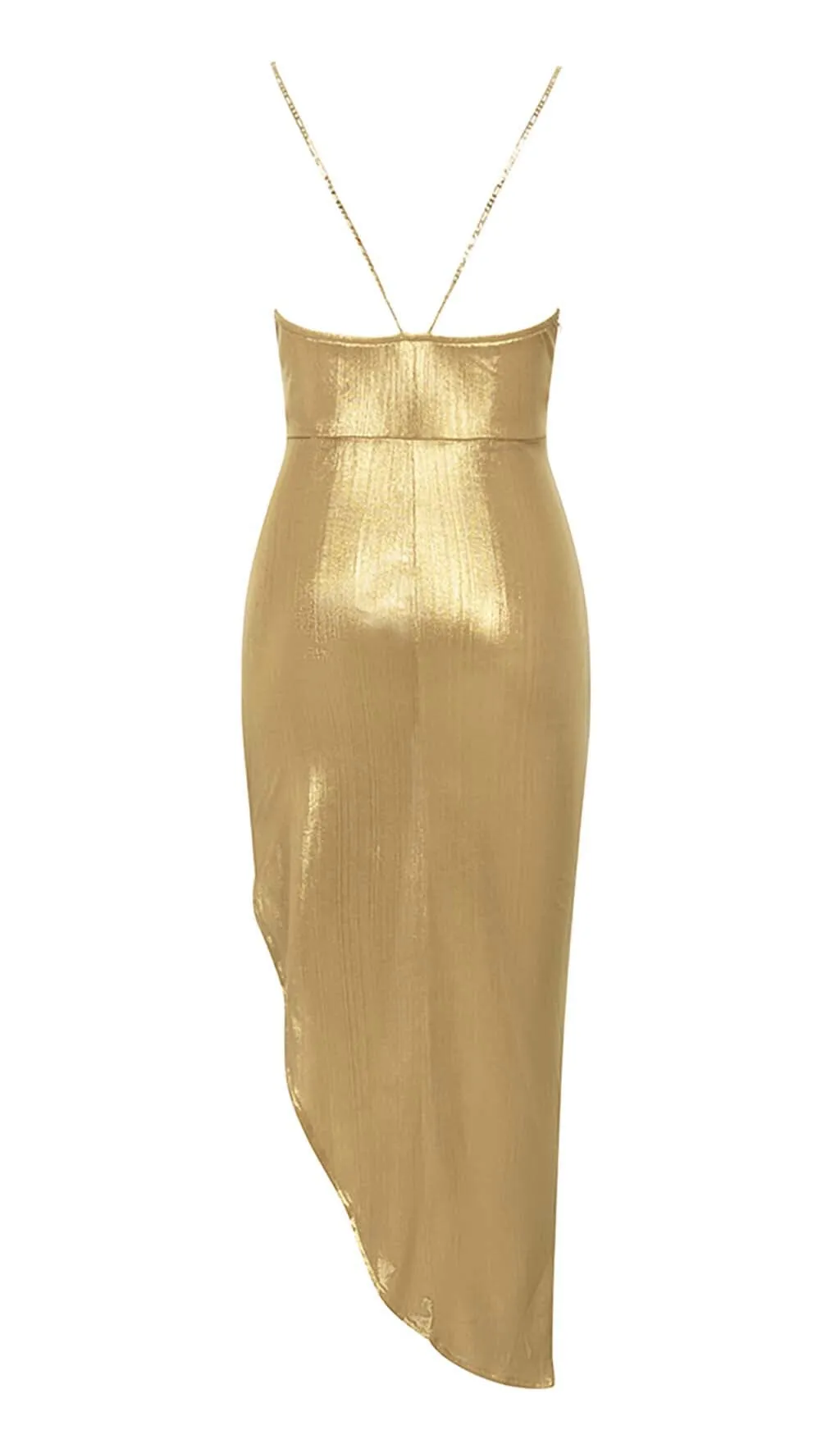 HIP WRAP SLIT MIDI DRESS IN GOLD Gloria Lanvin