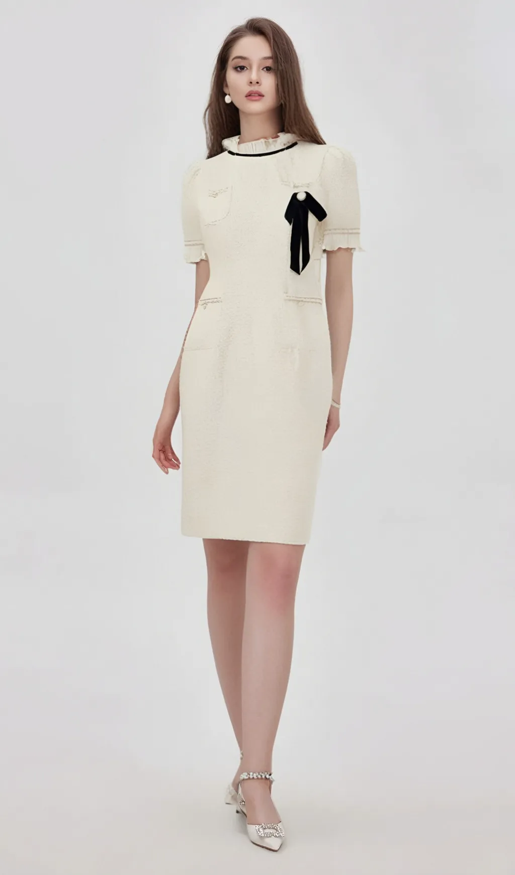 Hlne faux-pearl frilled midi dress Gloria Lanvin