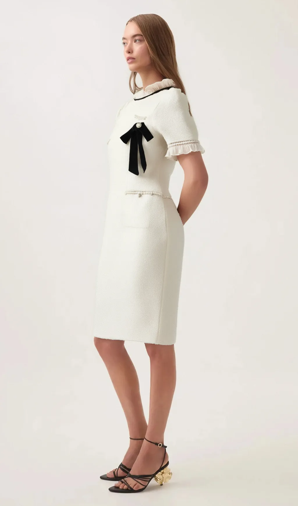 Hlne faux-pearl frilled midi dress Gloria Lanvin