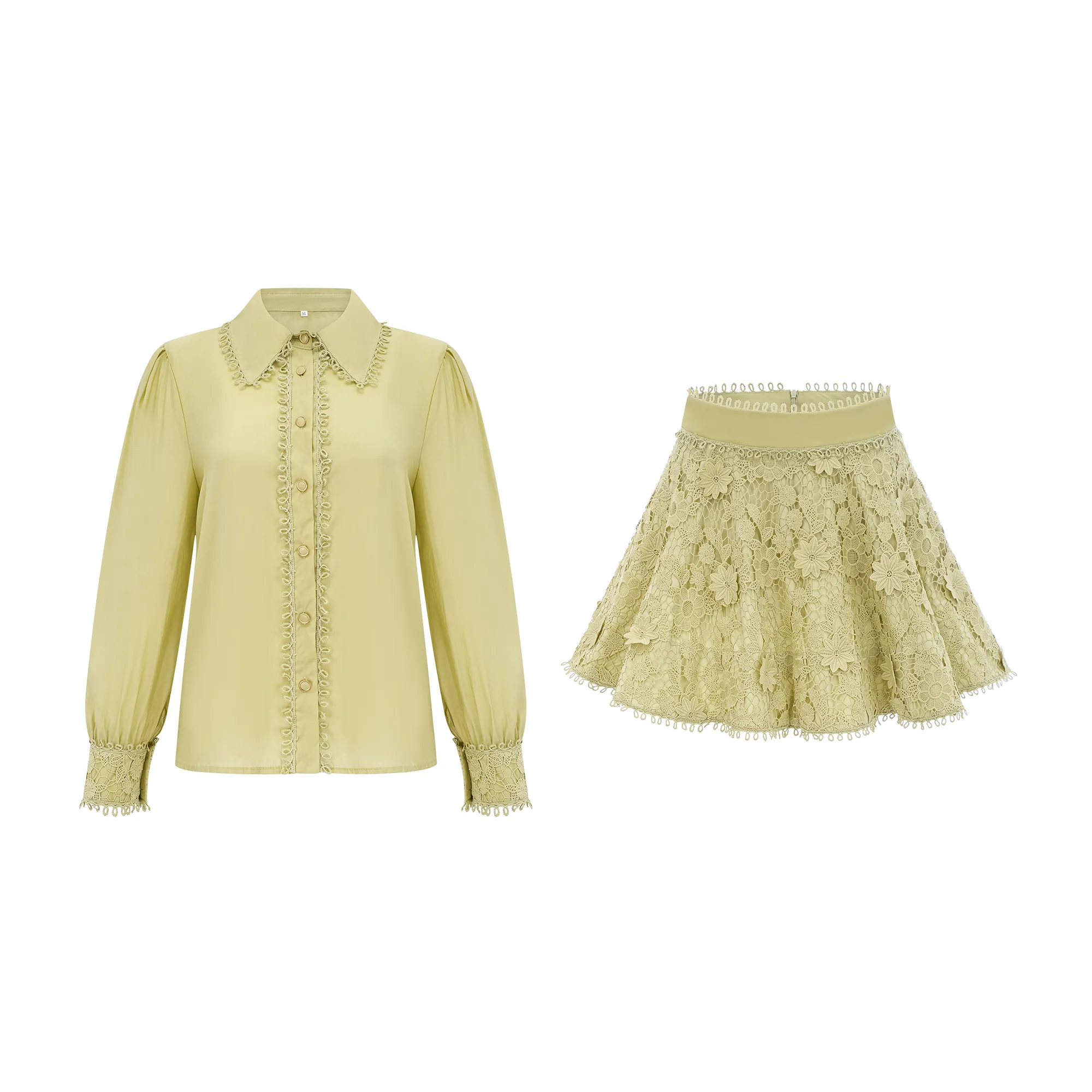 Hlne floral embroidered shirt & skirt matching set Gloria Lanvin