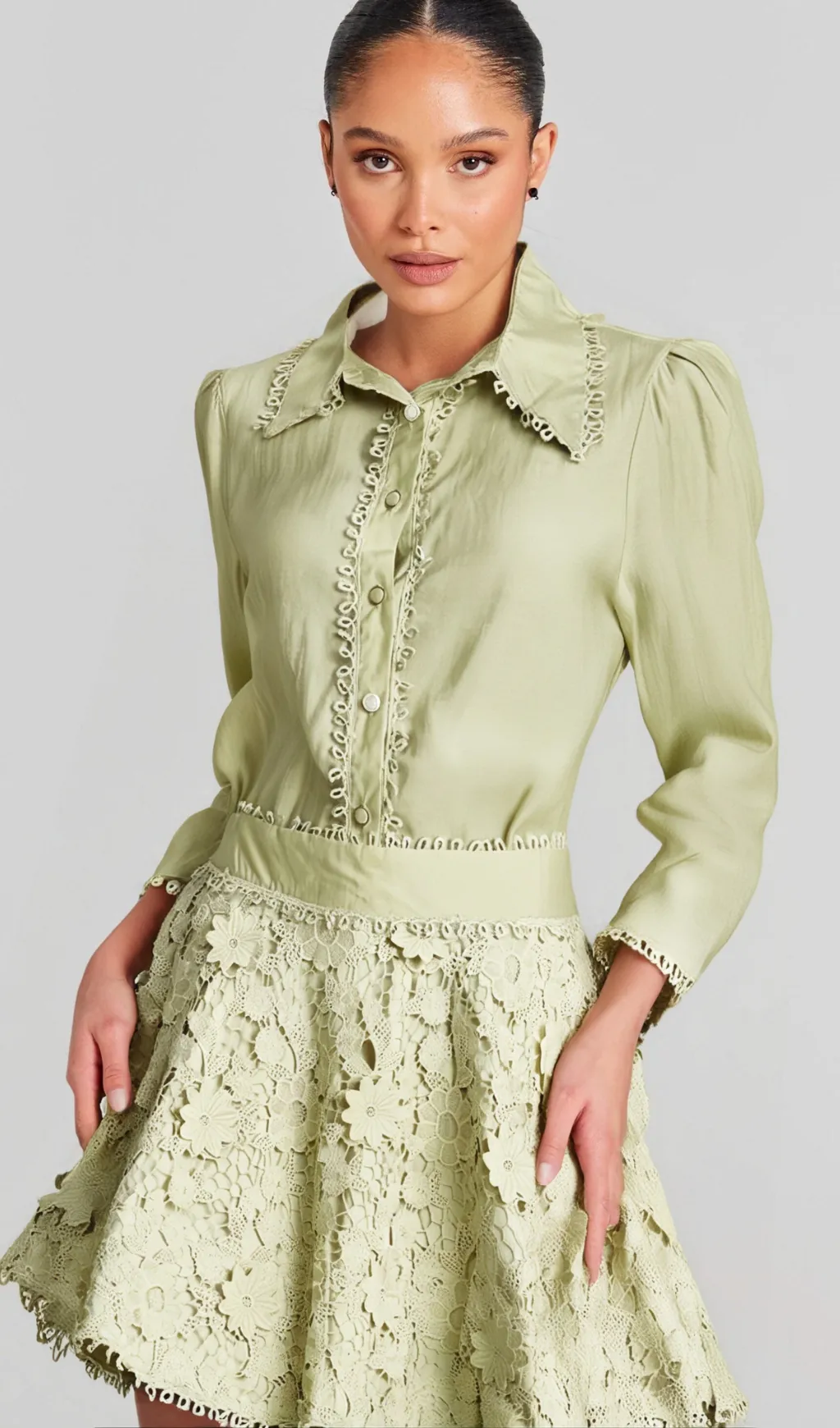 Hlne floral embroidered shirt & skirt matching set Gloria Lanvin